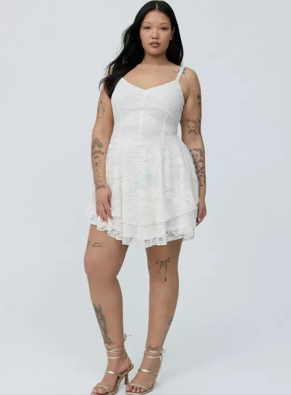 TORRID Lace Corset Tiered Mini Dress Cloud Dancer Size 1X/14/16 NWT